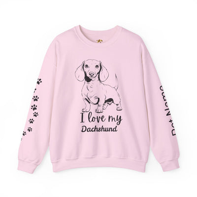 Dachshund Dog Lover Sweatshirt, Pet's Name Personalized Gift Idea, Dachshund Dog Owner Apparel, Custom Dog Paw Print Jumper, Comfy Crewneck - NOTALIFY