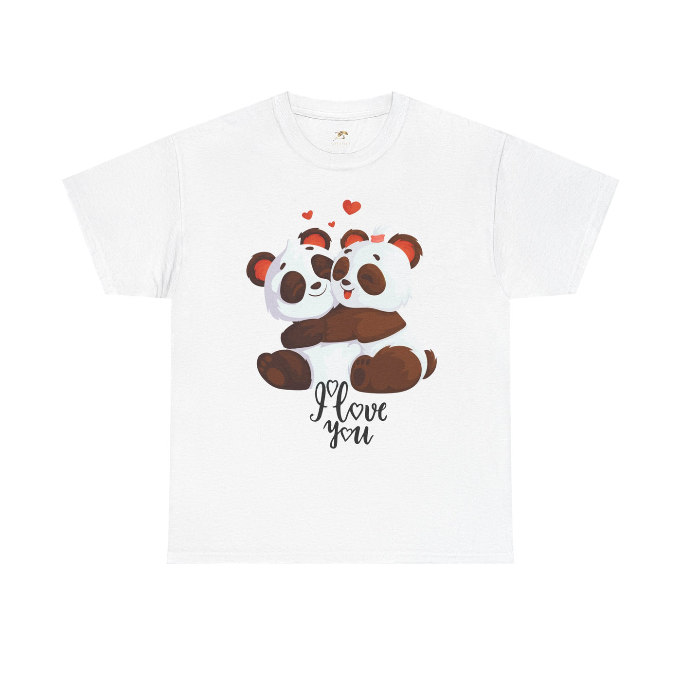 Romantic Panda Tee, Romantic Graphic T-shirt, two panda bears hugging each other with an I love you message - NOTALIFY