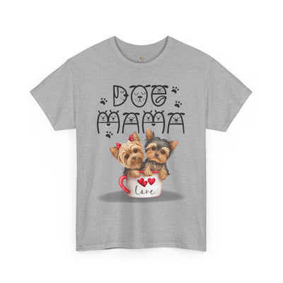 Dog Mama Unisex Tee with playful animal print design for pet lovers.