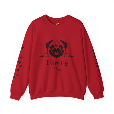 Pug Dog Lover Sweatshirt, Pet's Name Personalized Gift Idea, Pug Dog Owner Apparel, Custom Dog Paw Print Jumper, Comfy Crewneck - NOTALIFY
