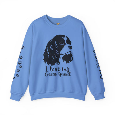 Cocker Spaniel Sweatshirt, Pet's Name Personalized Gift Idea, Cocker Spaniel Dog Owner Apparel, Custom Dog Paw Print Jumper, Comfy Crewneck - NOTALIFY