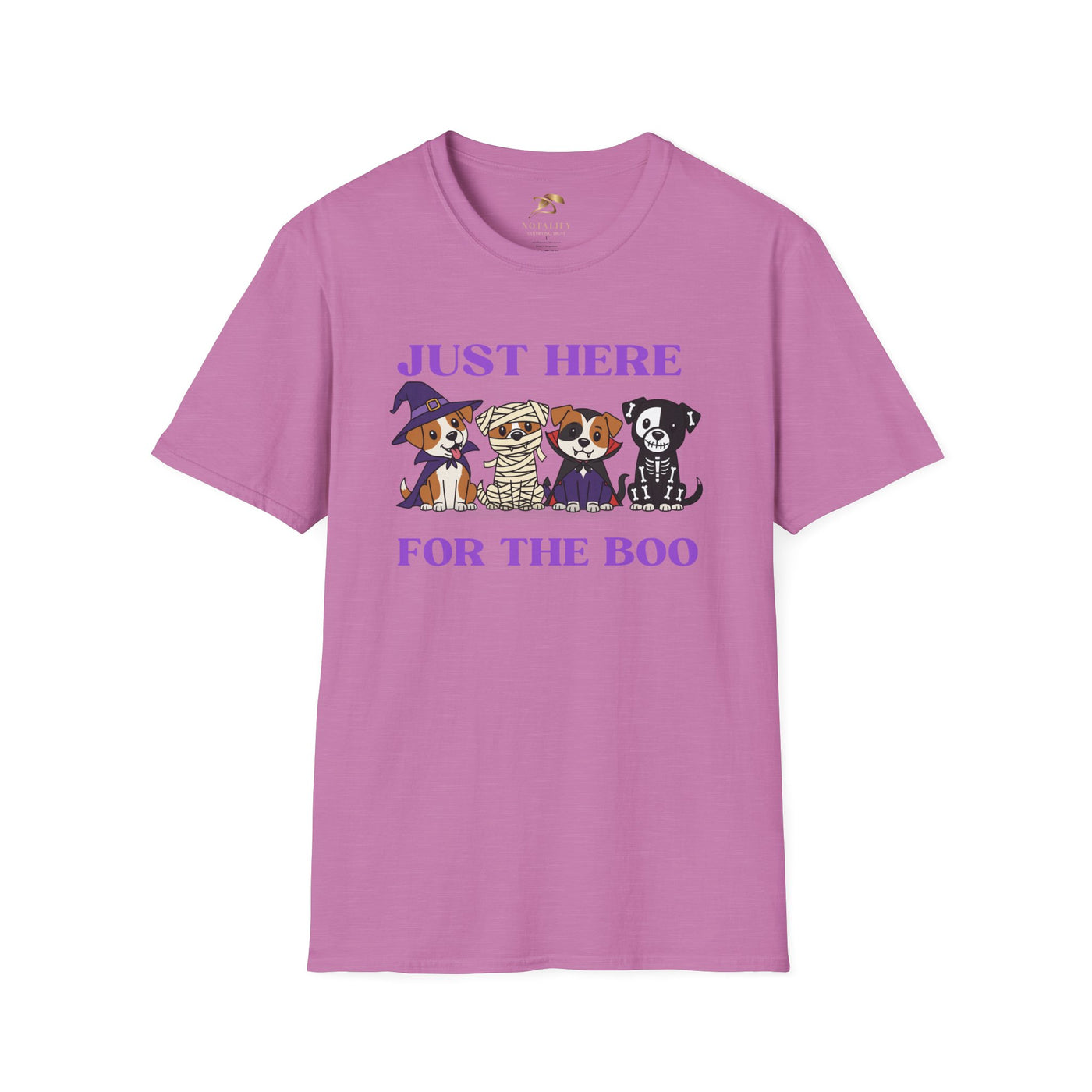 NOTALIFY Just Here for the Boo Dog Halloween TEE | Cute Puppy Costume | Soft Cotton | Fun Fall Outfit for Kids & Adults