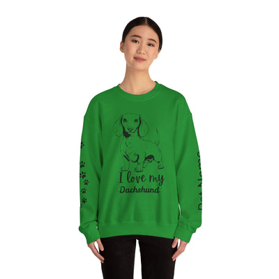 Dachshund Dog Lover Sweatshirt, Pet's Name Personalized Gift Idea, Dachshund Dog Owner Apparel, Custom Dog Paw Print Jumper, Comfy Crewneck - NOTALIFY
