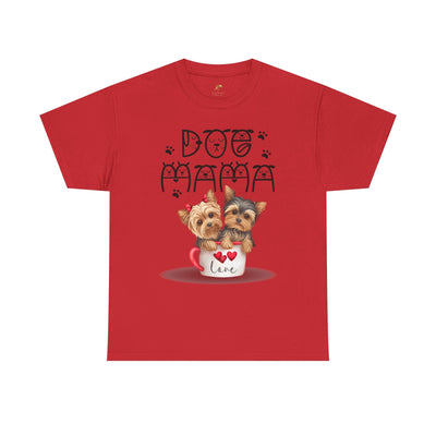 Red Dog Mama Unisex Tee with playful animal print, ideal for dog lovers and pet parents.