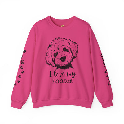 Poodle Dog Lover Sweatshirt, Pet's Name Personalized Gift Idea, Poodle Dog Owner Apparel, Custom Dog Paw Print Jumper, Comfy Crewneck - NOTALIFY