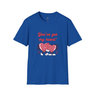 Unisex heart graphic tee with "You've got my heart" design, perfect Valentine's Day gift.