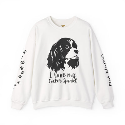 Cocker Spaniel Sweatshirt, Pet's Name Personalized Gift Idea, Cocker Spaniel Dog Owner Apparel, Custom Dog Paw Print Jumper, Comfy Crewneck - NOTALIFY