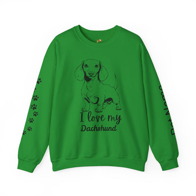 Dachshund Dog Lover Sweatshirt, Pet's Name Personalized Gift Idea, Dachshund Dog Owner Apparel, Custom Dog Paw Print Jumper, Comfy Crewneck - NOTALIFY