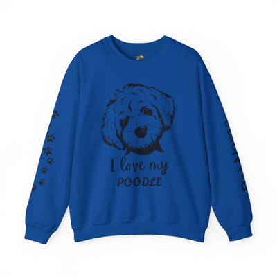 Poodle Dog Lover Sweatshirt, Pet's Name Personalized Gift Idea, Poodle Dog Owner Apparel, Custom Dog Paw Print Jumper, Comfy Crewneck - NOTALIFY