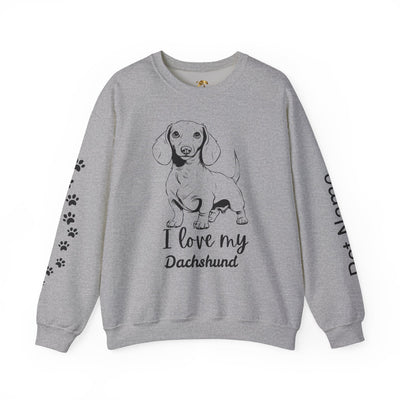 Dachshund Dog Lover Sweatshirt, Pet's Name Personalized Gift Idea, Dachshund Dog Owner Apparel, Custom Dog Paw Print Jumper, Comfy Crewneck - NOTALIFY