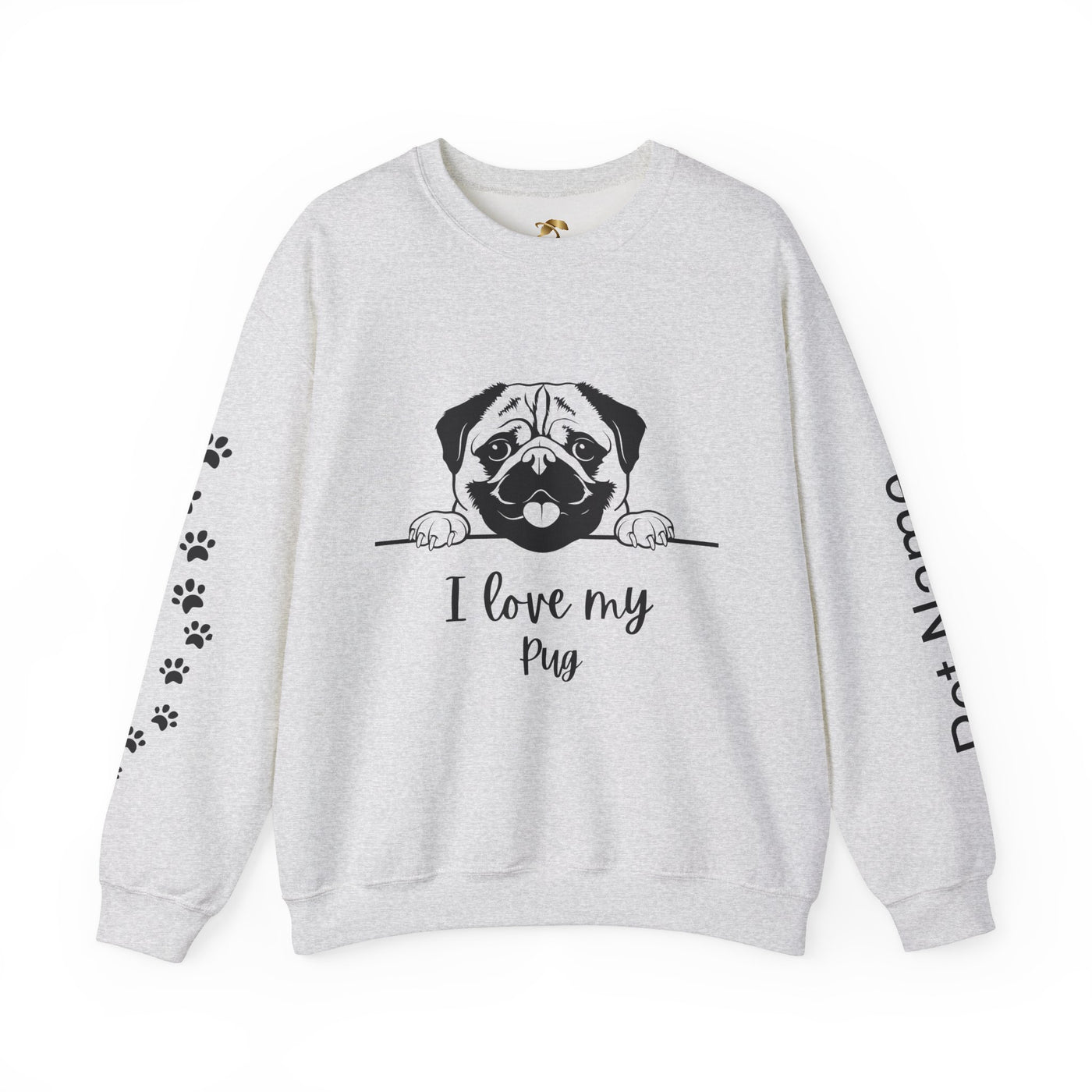 Pug Dog Lover Sweatshirt, Pet's Name Personalized Gift Idea, Pug Dog Owner Apparel, Custom Dog Paw Print Jumper, Comfy Crewneck - NOTALIFY
