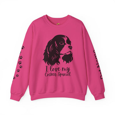 Cocker Spaniel Sweatshirt, Pet's Name Personalized Gift Idea, Cocker Spaniel Dog Owner Apparel, Custom Dog Paw Print Jumper, Comfy Crewneck - NOTALIFY