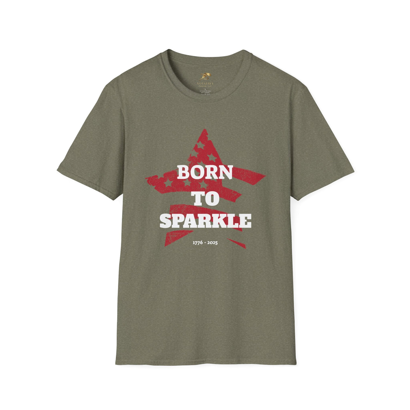 Born to Sparkle Patriotic T-Shirt featuring a star design with text "Born to Sparkle" for Independence Day celebrations.