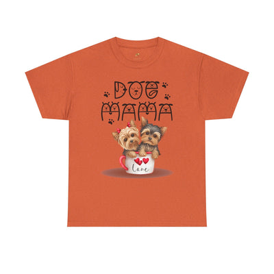 Dog Mama Unisex Tee with playful dog print design, perfect for dog lovers.