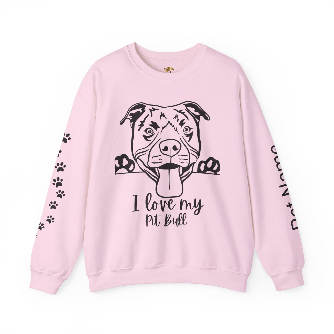 Pit Bull Lover Sweatshirt, Pet's Name Personalized Gift Idea, Pit Bull Dog Owner Apparel, Custom Dog Paw Print Jumper, Comfy Crewneck - NOTALIFY