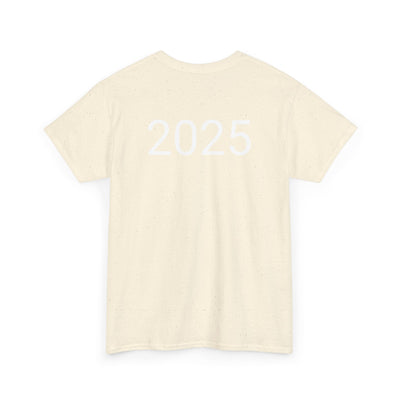 Astronaut Space Vibes Tee with galaxy graphic, ideal for space lovers, featuring year "2025".