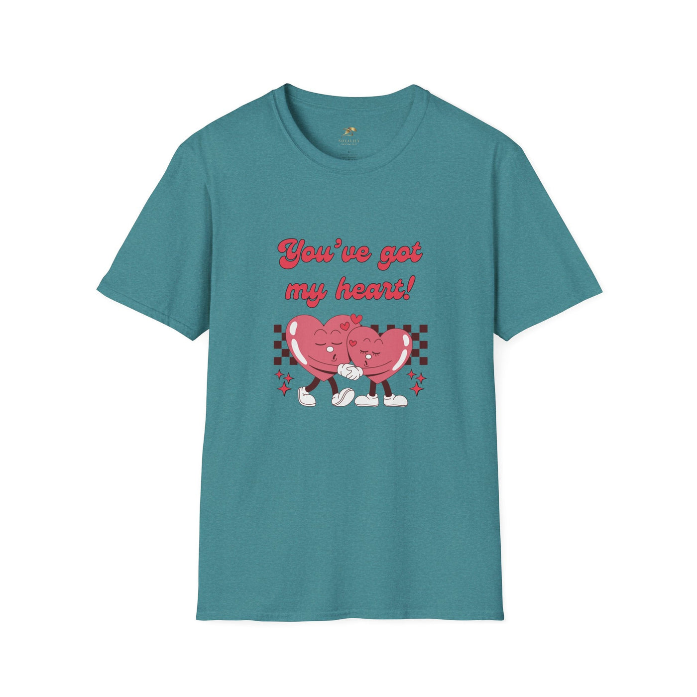 Unisex softstyle heart graphic tee for Valentine's Day with "You've got my heart" design.