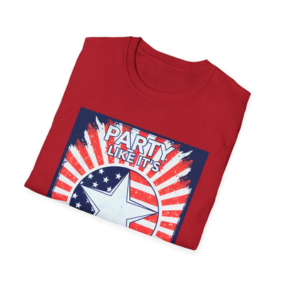 Patriotic Party T-Shirt with star and stripes design, perfect for Independence Day celebrations.