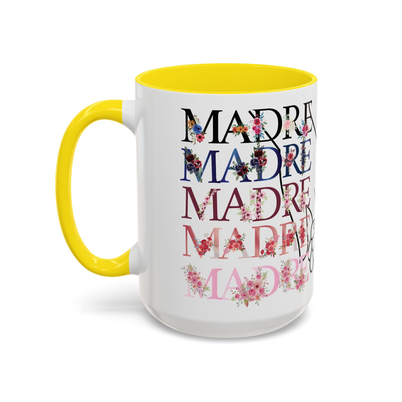 Mother's Day Mug, Accent Coffee Cup with Flowers and Names, Gift for M