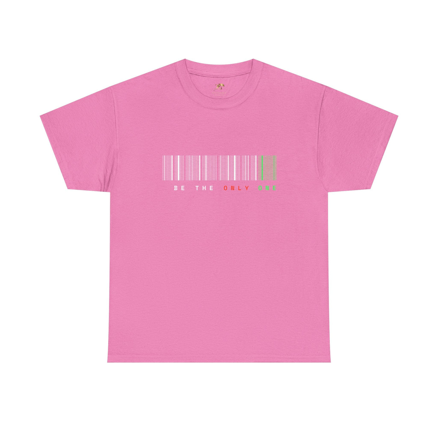 Unique "Be The Only One" barcode t-shirt in blue with a minimalist design