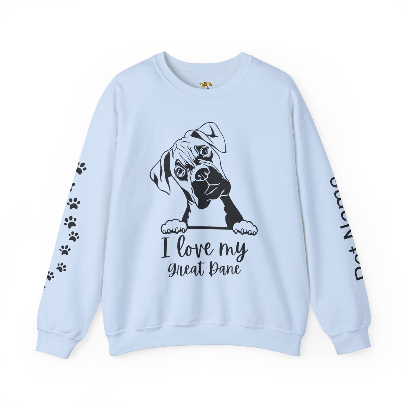Great Dane Lover Sweatshirt, Pet's Name Personalized Gift Idea, Great Dane Dog Owner Apparel, Custom Dog Paw Print Jumper, Comfy Crewneck - NOTALIFY