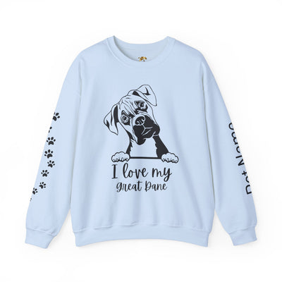 Great Dane Lover Sweatshirt, Pet's Name Personalized Gift Idea, Great Dane Dog Owner Apparel, Custom Dog Paw Print Jumper, Comfy Crewneck - NOTALIFY
