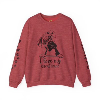 Great Dane Lover Sweatshirt, Pet's Name Personalized Gift Idea, Great Dane Dog Owner Apparel, Custom Dog Paw Print Jumper, Comfy Crewneck - NOTALIFY