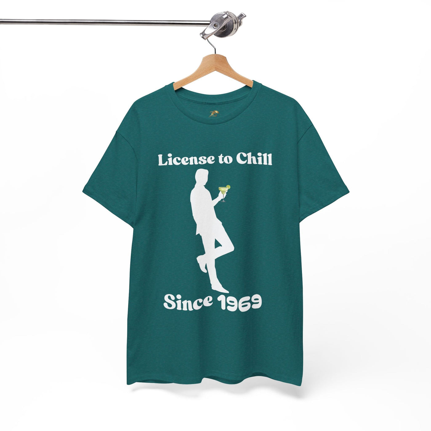 License to Chill T-Shirt with customizable year, featuring silhouette holding a margarita.