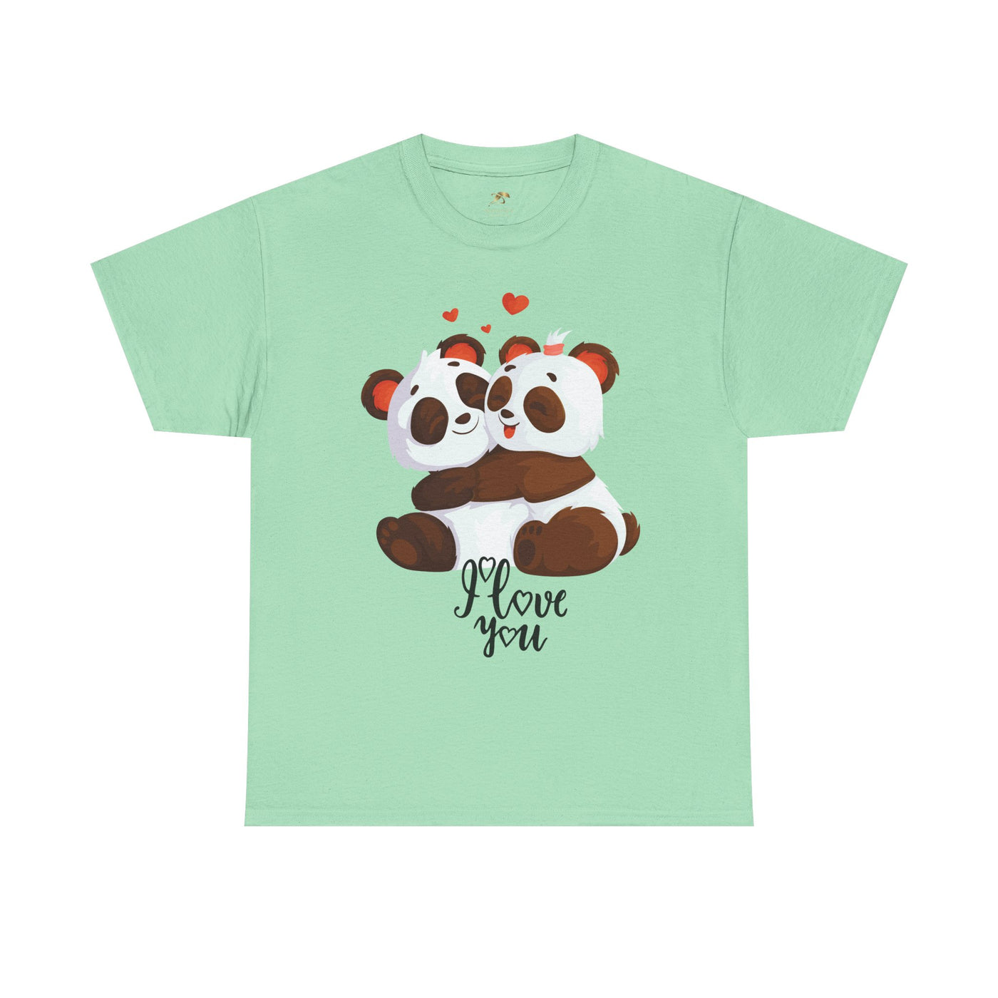 Romantic Panda Tee, Romantic Graphic T-shirt, two panda bears hugging each other with an I love you message - NOTALIFY