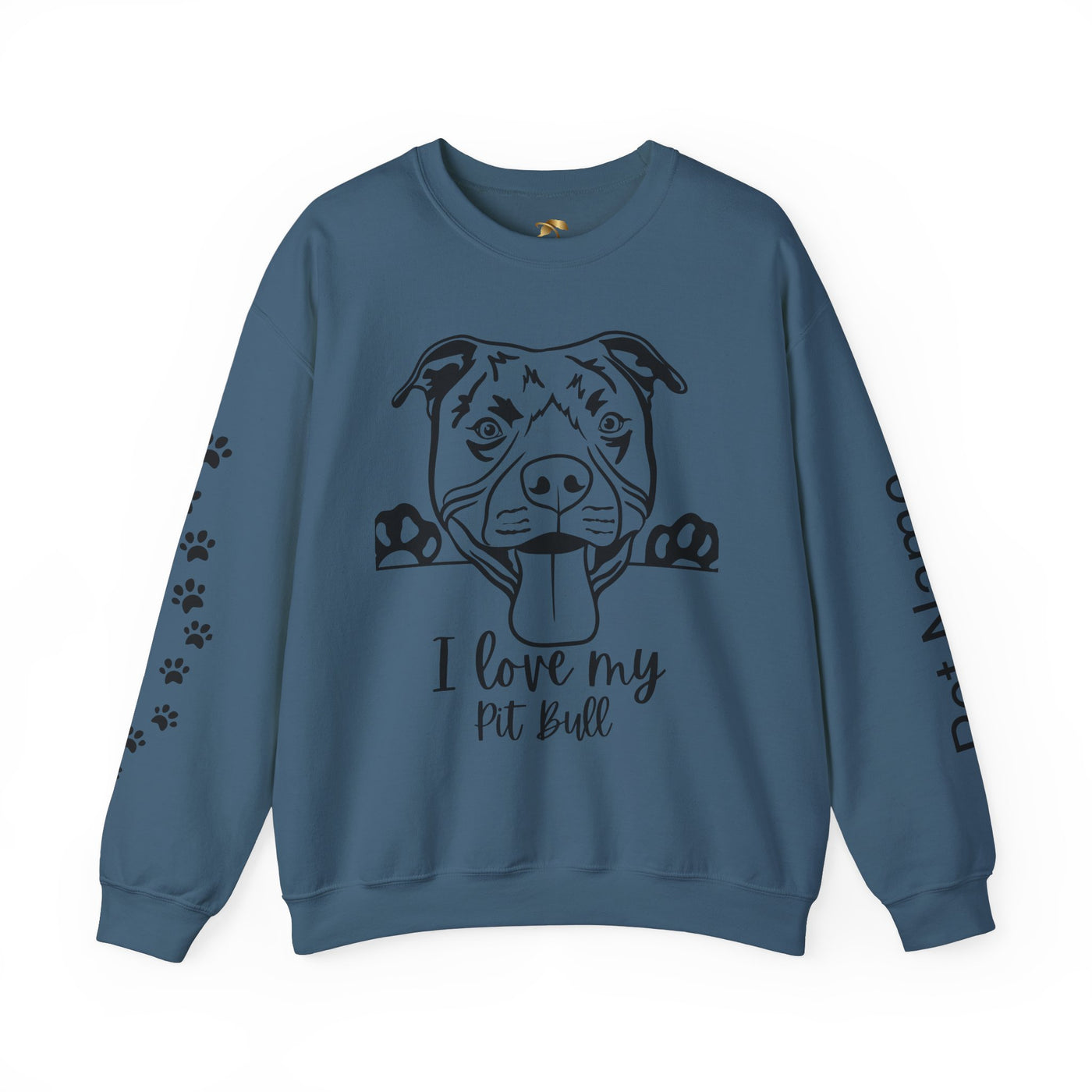 Pit Bull Lover Sweatshirt, Pet's Name Personalized Gift Idea, Pit Bull Dog Owner Apparel, Custom Dog Paw Print Jumper, Comfy Crewneck - NOTALIFY