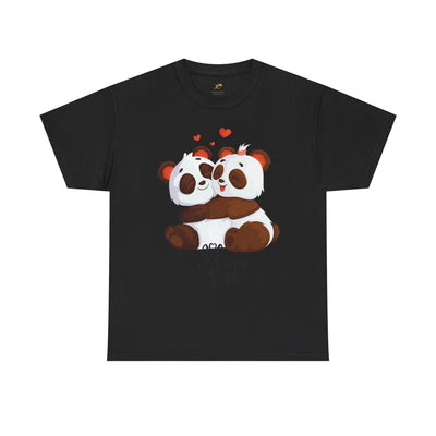 Romantic Panda Tee, Romantic Graphic T-shirt, two panda bears hugging each other with an I love you message - NOTALIFY
