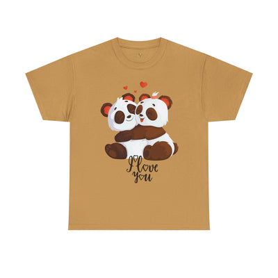 Romantic Panda Tee, Romantic Graphic T-shirt, two panda bears hugging each other with an I love you message - NOTALIFY
