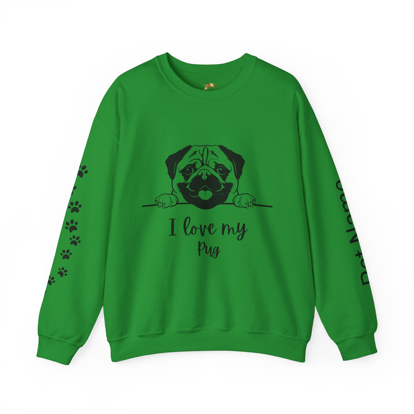 Pug Dog Lover Sweatshirt, Pet's Name Personalized Gift Idea, Pug Dog Owner Apparel, Custom Dog Paw Print Jumper, Comfy Crewneck - NOTALIFY