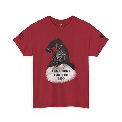 NOTALIFY Halloween Just Here for the Boo Graphic Tee, Spooky T-Shirt, Fun Fall Apparel, Unisex Halloween Tee, Gnome & Bats