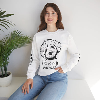 Poodle Dog Lover Sweatshirt, Pet's Name Personalized Gift Idea, Poodle Dog Owner Apparel, Custom Dog Paw Print Jumper, Comfy Crewneck - NOTALIFY