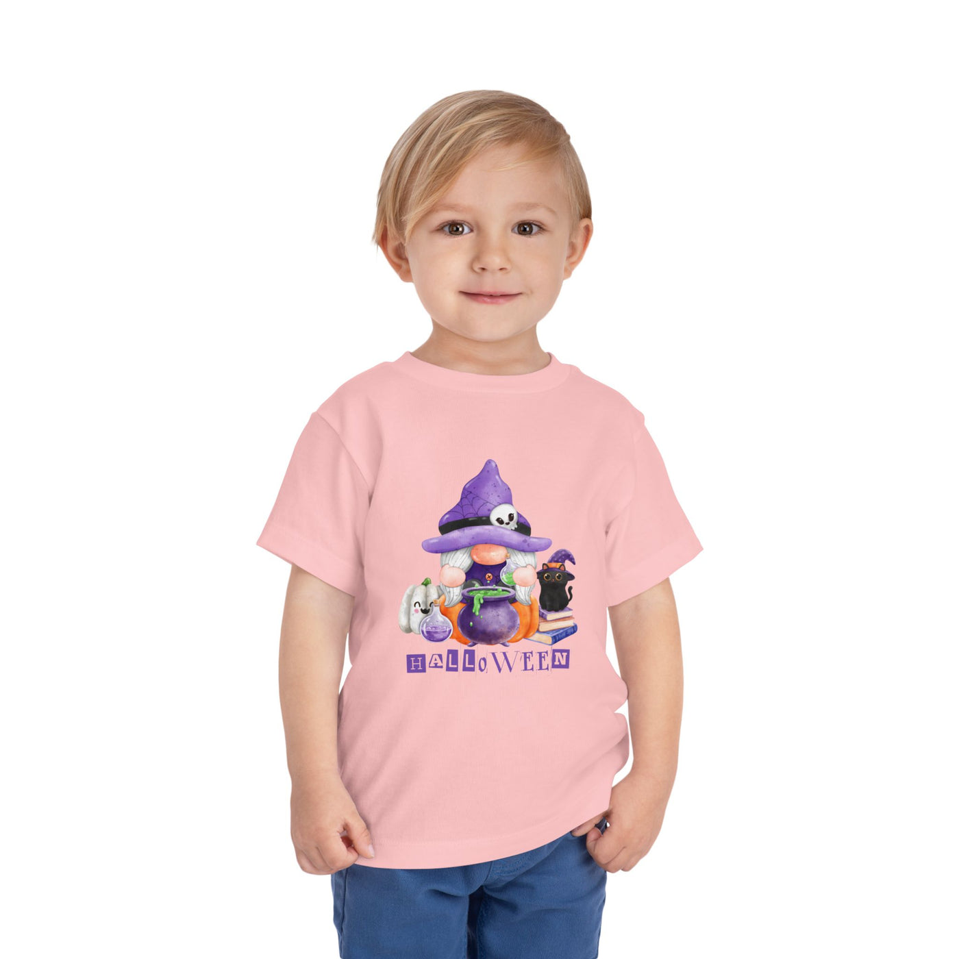 NOTALIFY Halloween Gnome Toddler TEE 1| Cute Fall Tee with Pumpkin | Soft Cotton Short Sleeve | Spooky Autumn Outfit for Kids