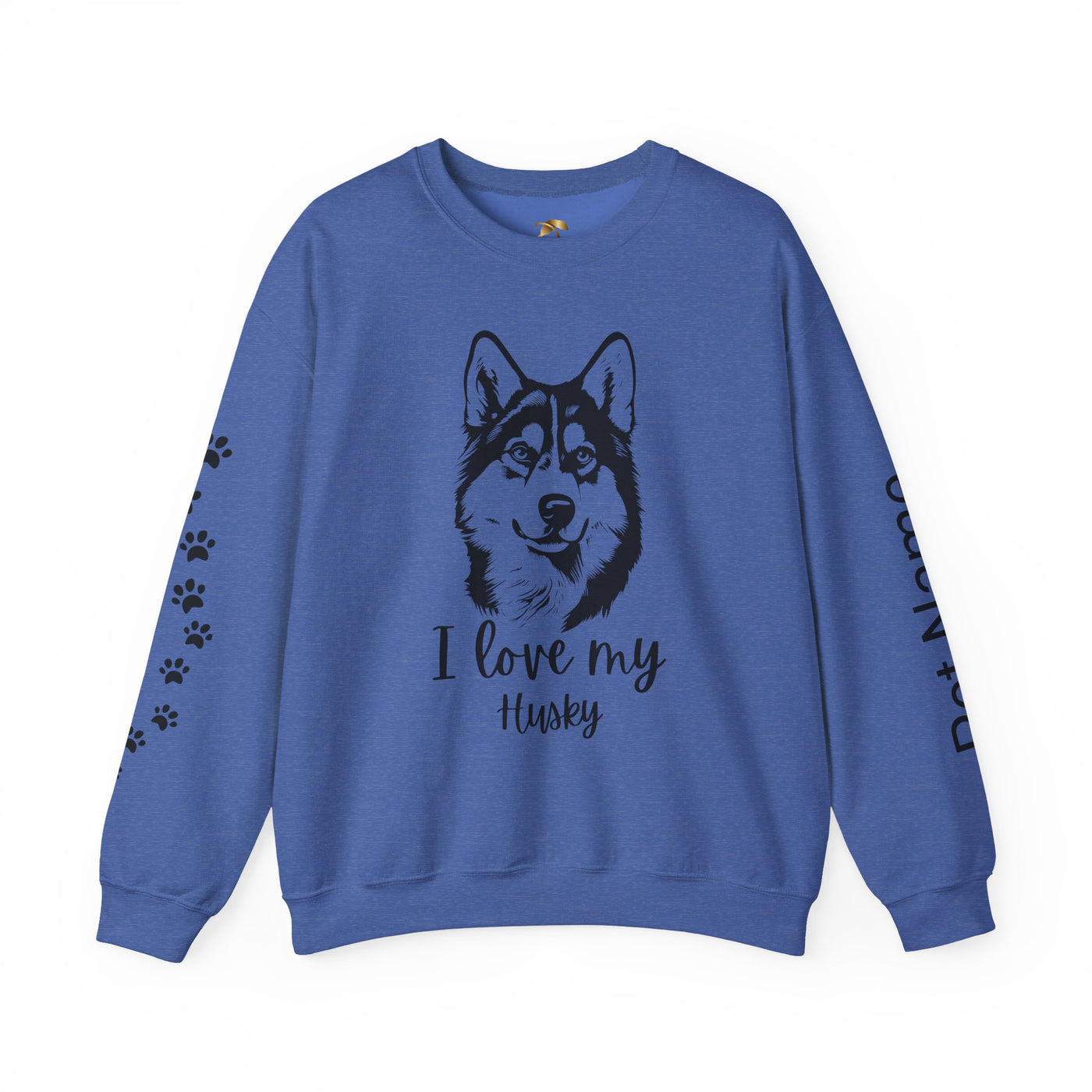 Husky Lover Sweatshirt, Pet's Name Personalized Gift Idea, Husky Dog Owner Apparel, Custom Dog Paw Print Jumper, Comfy Crewneck - NOTALIFY