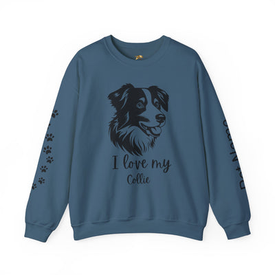Collie Lover Sweatshirt, Pet's Name Personalized Gift Idea, Collie Dog Owner Apparel, Custom Dog Paw Print Jumper, Comfy Crewneck - NOTALIFY