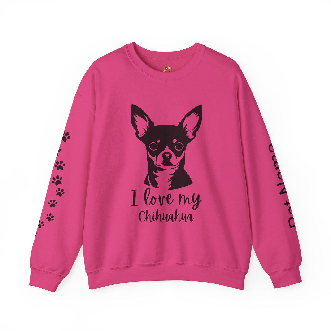Chihuahua Lover Sweatshirt, Pet's Name Personalized Gift Idea, Chihuahua Dog Owner Apparel, Custom Dog Paw Print Jumper, Comfy Crewneck - NOTALIFY