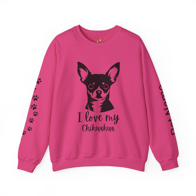 Chihuahua Lover Sweatshirt, Pet's Name Personalized Gift Idea, Chihuahua Dog Owner Apparel, Custom Dog Paw Print Jumper, Comfy Crewneck - NOTALIFY