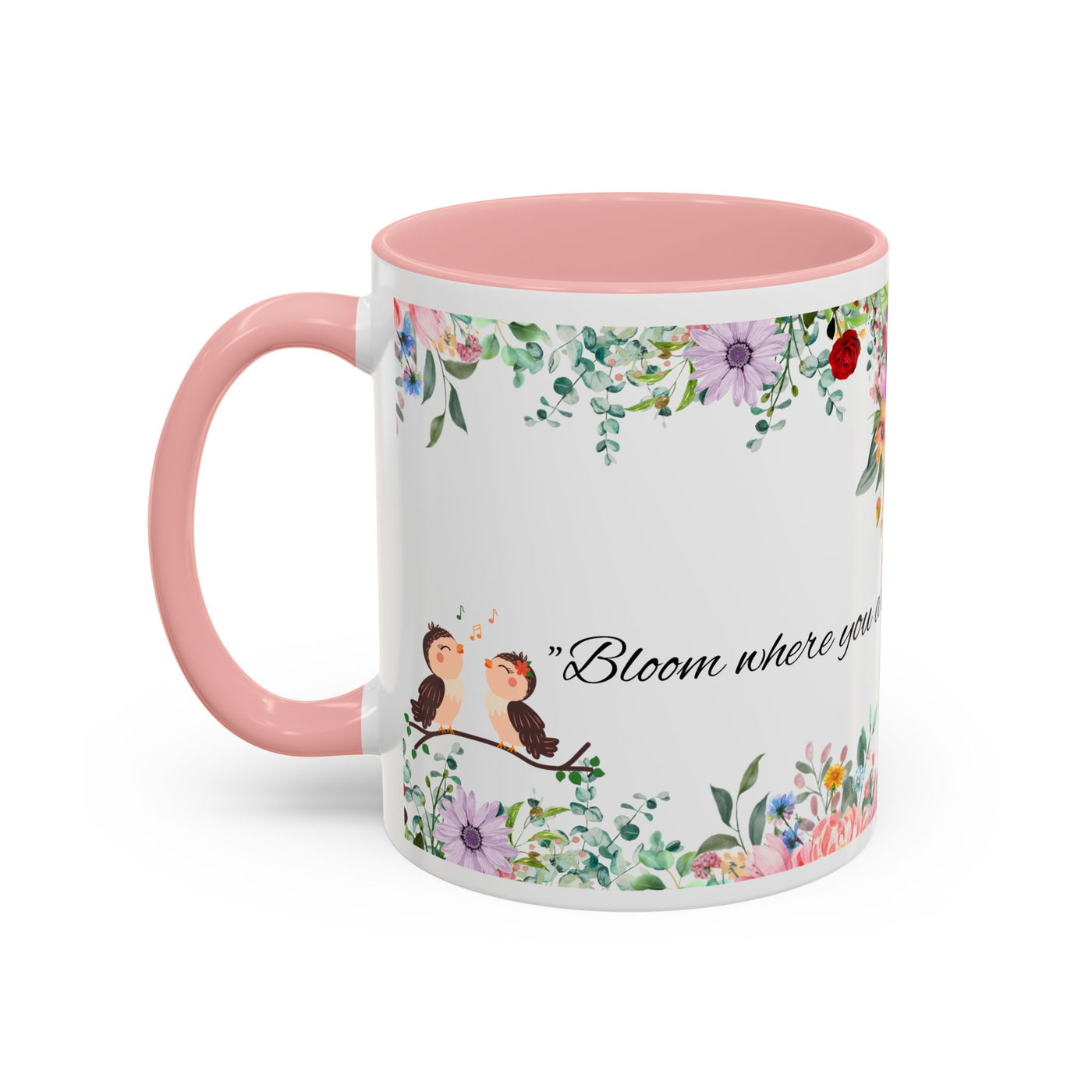 Mug, Inspirational Ceramic Cup w/ Flower Design, Bloom where you are planted, Gift for her/him, Quote Tea Mug, Home Office Decor, - NOTALIFY