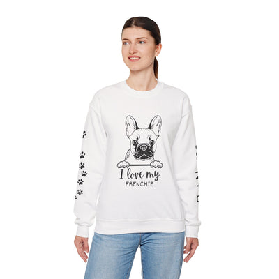 Frenchie Dog Lover Sweatshirt, Pet's Name Personalized Gift Idea, Frenchie Dog Owner Apparel, Custom Dog Paw Print Jumper, Comfy Crewneck