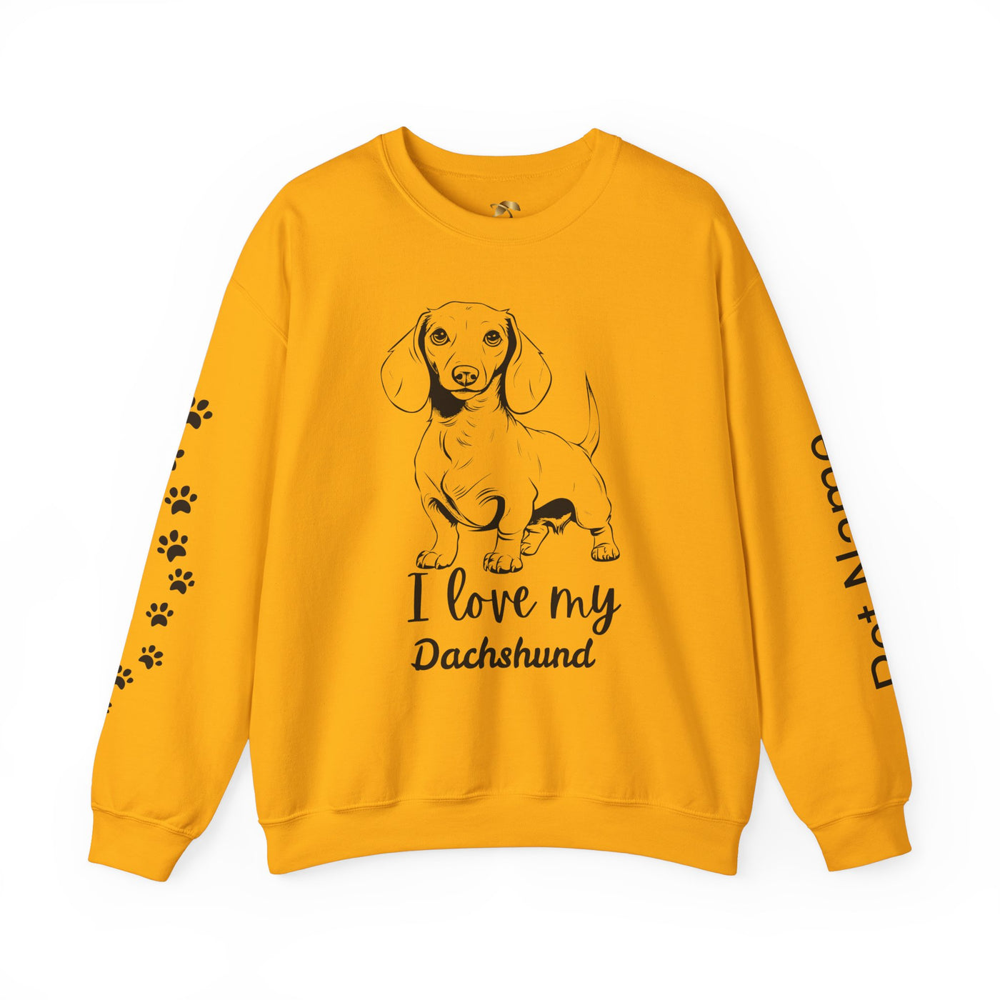 Dachshund Dog Lover Sweatshirt, Pet's Name Personalized Gift Idea, Dachshund Dog Owner Apparel, Custom Dog Paw Print Jumper, Comfy Crewneck - NOTALIFY