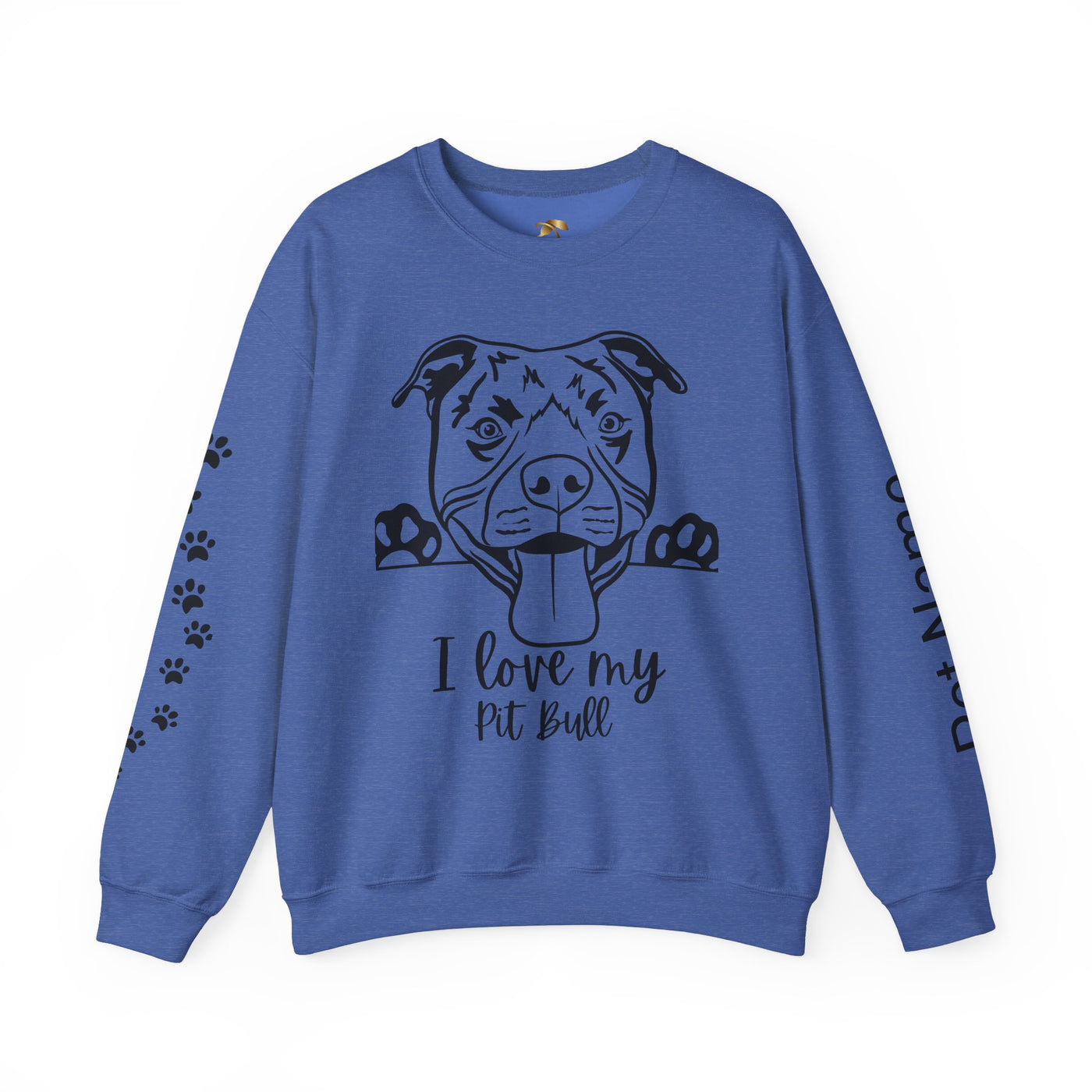 Pit Bull Lover Sweatshirt, Pet's Name Personalized Gift Idea, Pit Bull Dog Owner Apparel, Custom Dog Paw Print Jumper, Comfy Crewneck - NOTALIFY