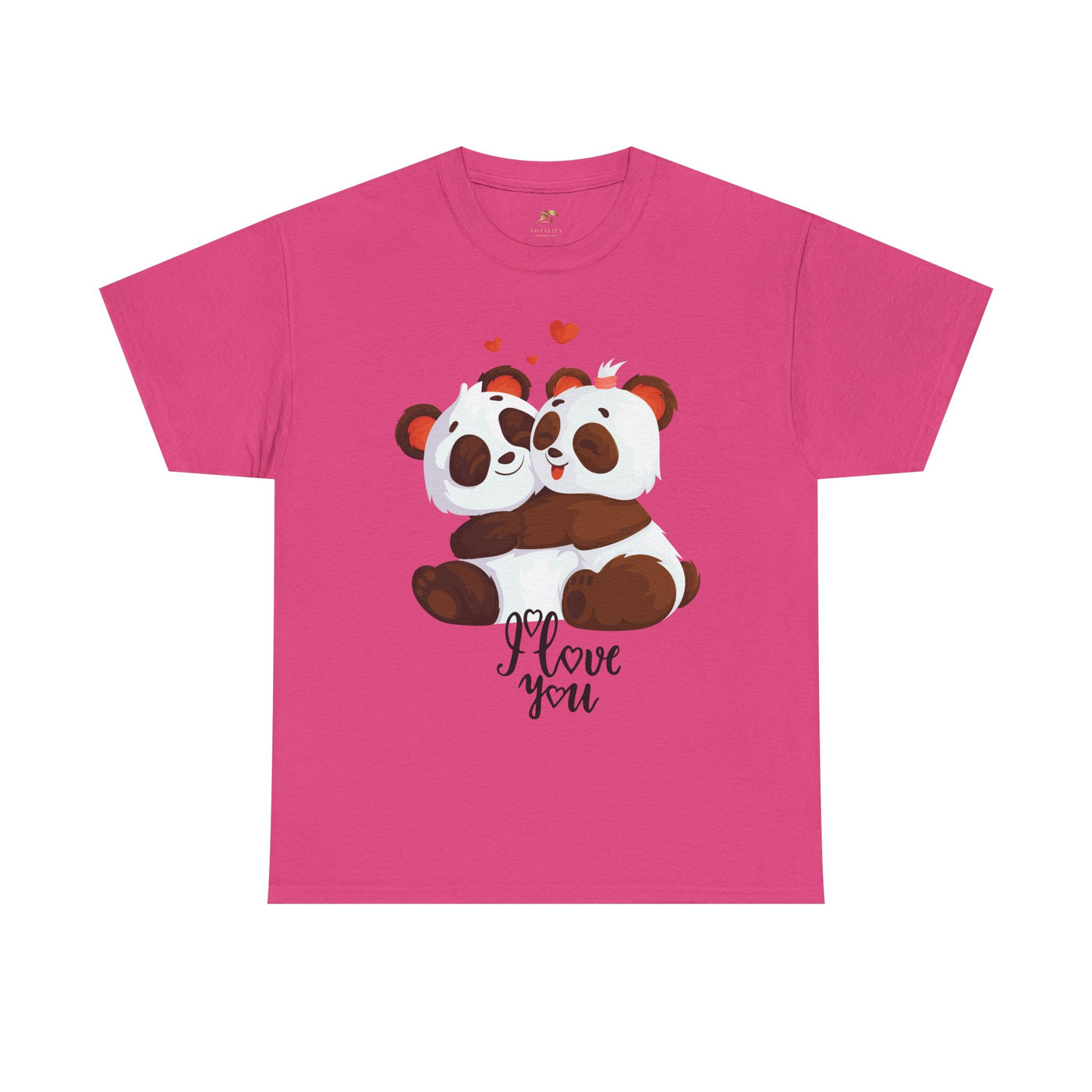 Romantic Panda Tee, Romantic Graphic T-shirt, two panda bears hugging each other with an I love you message - NOTALIFY