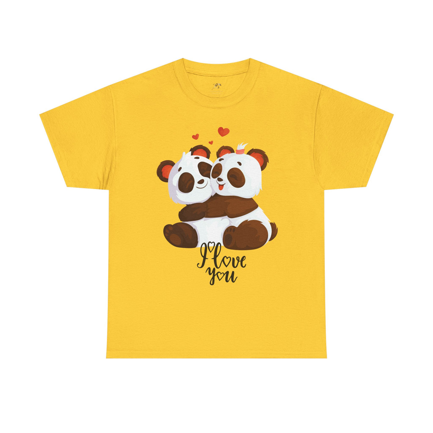 Romantic Panda Tee, Romantic Graphic T-shirt, two panda bears hugging each other with an I love you message - NOTALIFY