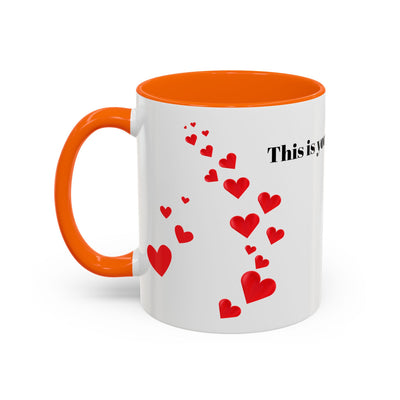 Accent Coffee Mug - You are Enough Mug - Custom Red Hearts Accent Coffee Cup Personalized Gift, Ceramic Mug, Kitchen Decor, Drinkware, Gift - NOTALIFY