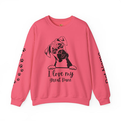 Great Dane Lover Sweatshirt, Pet's Name Personalized Gift Idea, Great Dane Dog Owner Apparel, Custom Dog Paw Print Jumper, Comfy Crewneck - NOTALIFY