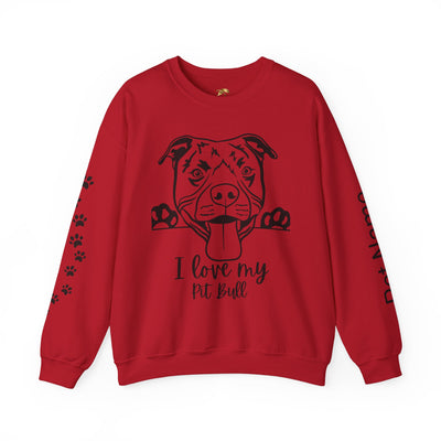 Pit Bull Lover Sweatshirt, Pet's Name Personalized Gift Idea, Pit Bull Dog Owner Apparel, Custom Dog Paw Print Jumper, Comfy Crewneck - NOTALIFY