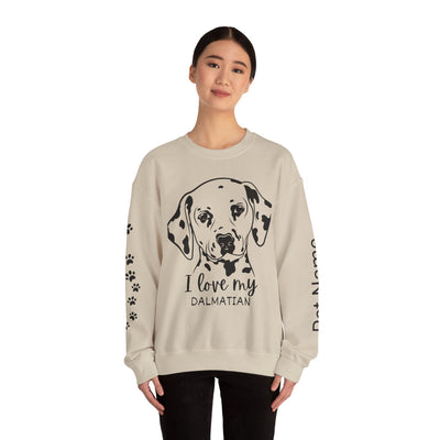 Damatian Dog Lover Sweatshirt, Pet's Name Personalized Gift Idea, Frenchie Dog Owner Apparel, Custom Dog Paw Print Jumper, Comfy Crewneck
